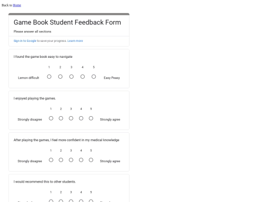 Feedback screenshot