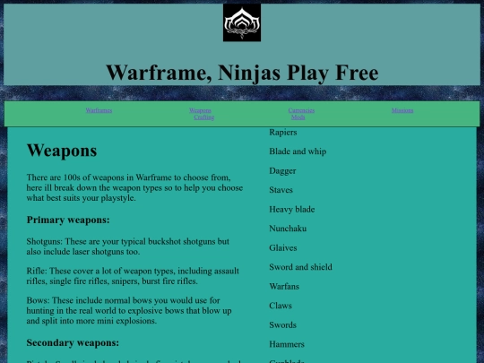 Weapons screenshot
