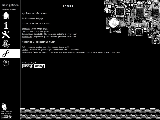 links screenshot