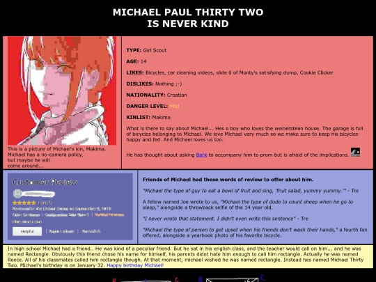 weinersteen.neocities.org/michael screenshot