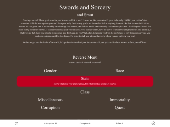 SwordsSorcerySmut_Cyoa screenshot