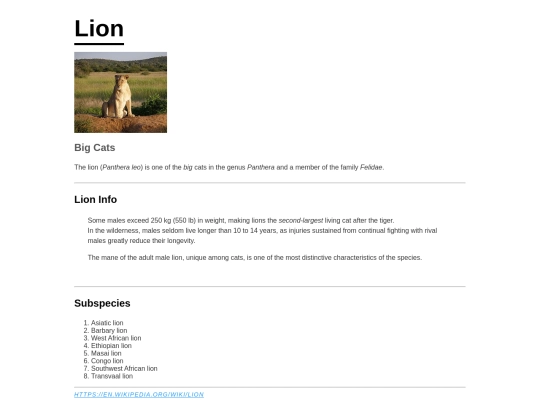 assignment2/carnivores/lion screenshot