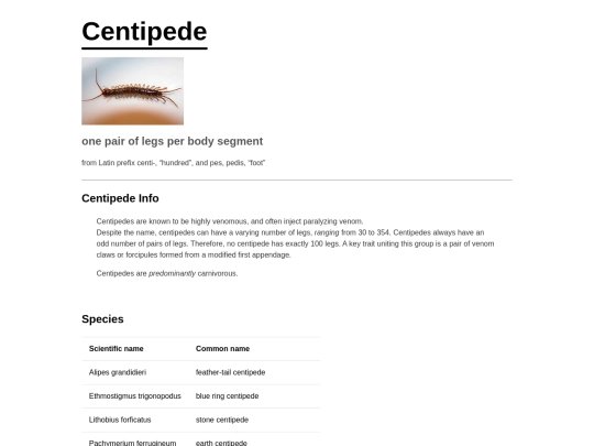 assignment2/insects/centipede screenshot