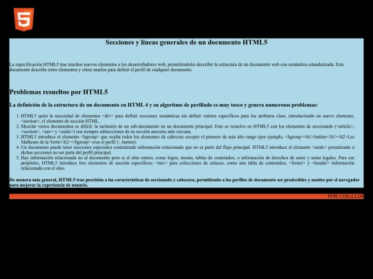 Modulo1/Secciones y líneas generales de un documento HTML5 screenshot