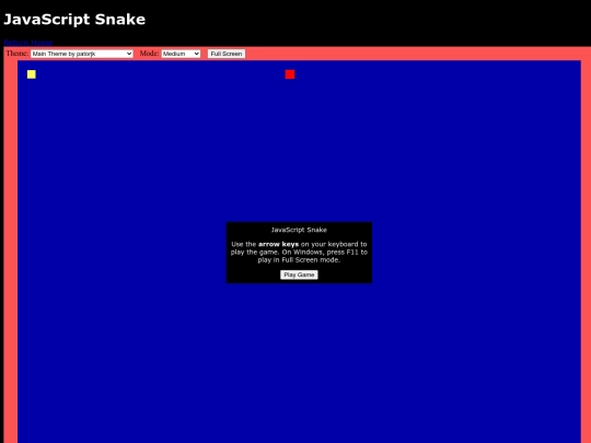 javascriptsnake screenshot