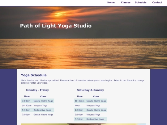 schedule screenshot