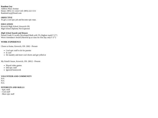 Liam's Resume (HTML Assignment) screenshot
