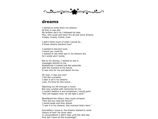 stories/dreams screenshot