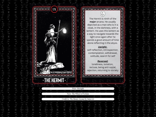 tarot/9hermit screenshot