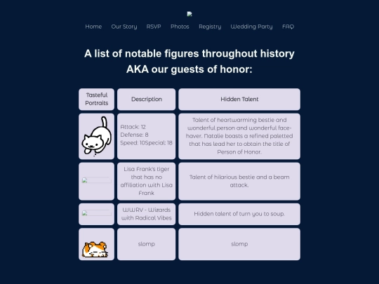 weddingpartybios screenshot