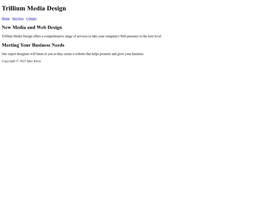 Web Design Class/IST4654 Web Example/Trillium Lab 2 Website screenshot