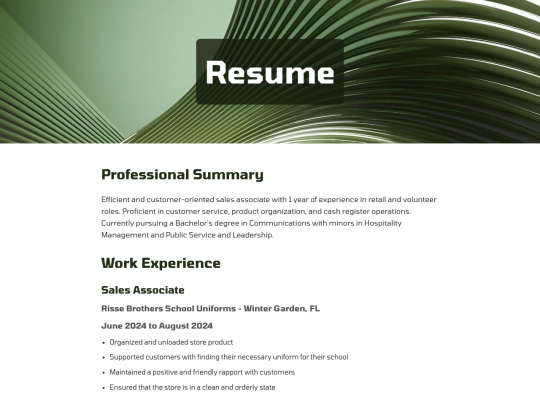 resume screenshot