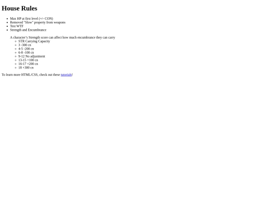 houserules screenshot