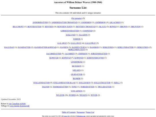 williamancestor/surnames screenshot