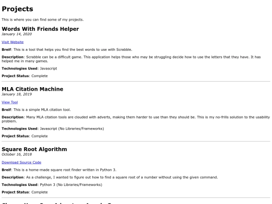 projects screenshot