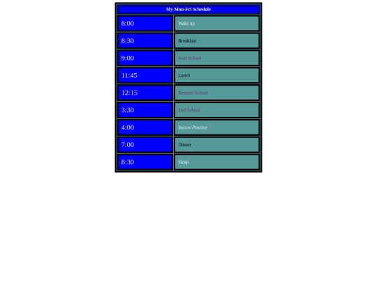 schedule screenshot