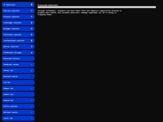 database/processed_materials screenshot