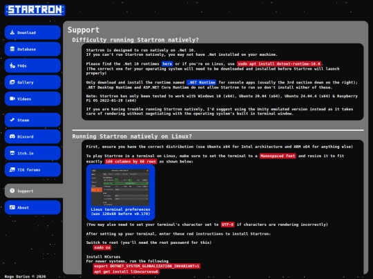 support screenshot