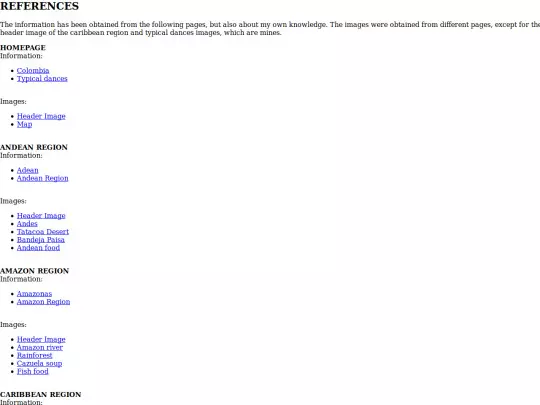 References screenshot