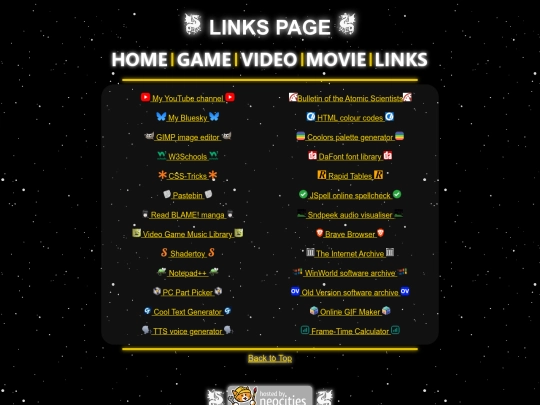 links screenshot