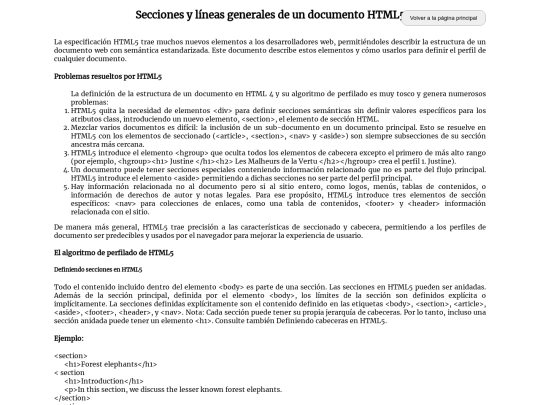 SeccionesylneasgeneralesdeundocumentoHTML5 screenshot