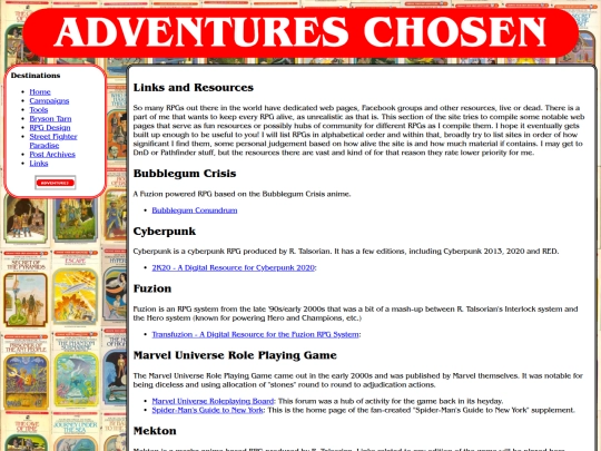 links screenshot