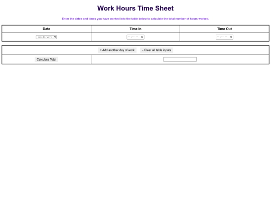 Hours /Work-Hours-Time-Sheet screenshot
