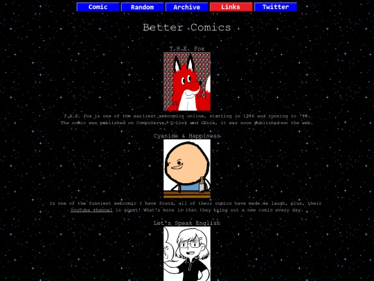 comic/links screenshot