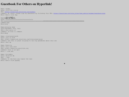 hyperlink/guestbook screenshot