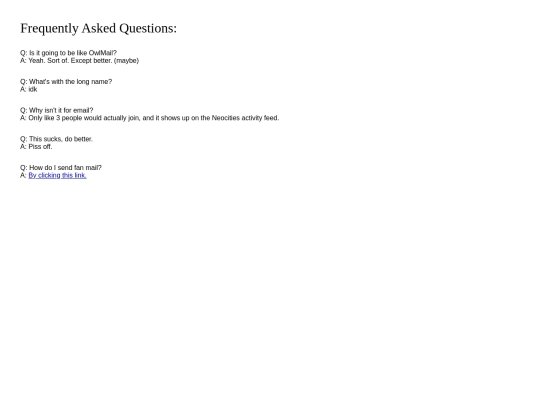 junk/newsletter/faq screenshot