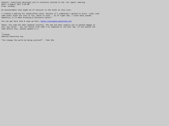 neomail/neocities_mailings_you_re_cordially_invited_to_the_our_space_ webring screenshot