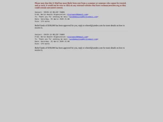 spam/COVID-19_RELIEF_FUNDS screenshot