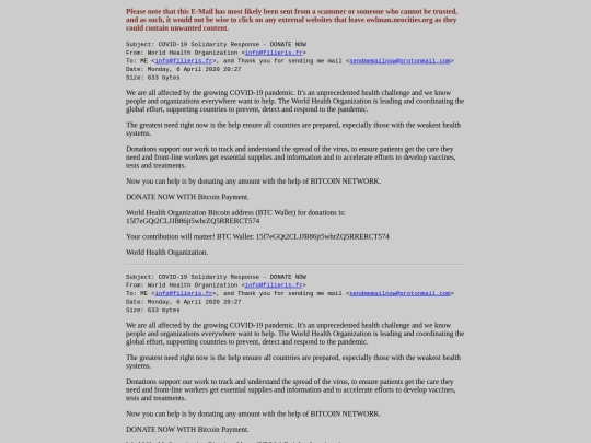 spam/COVID-19_Solidarity_Response_-_DONATE_NOW screenshot
