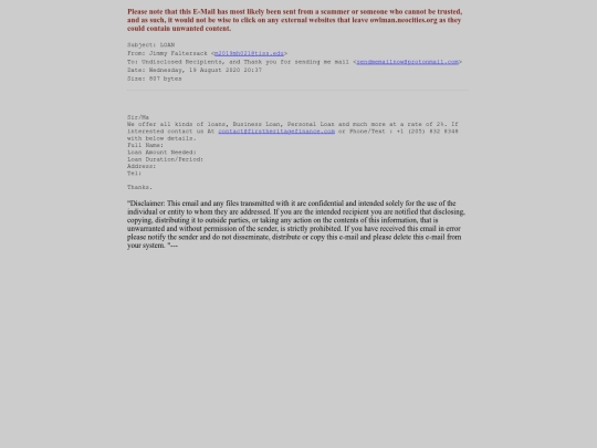 spam/LOAN screenshot
