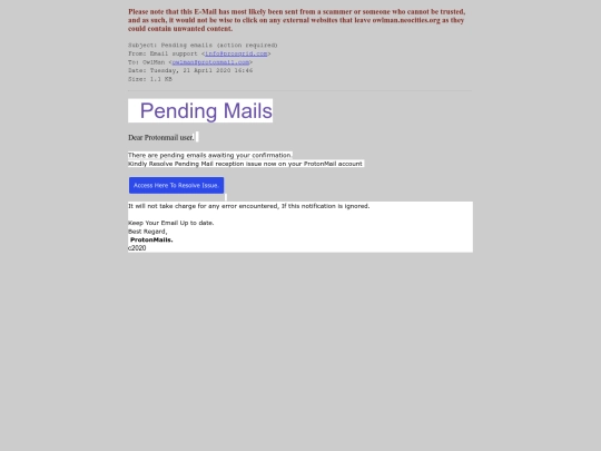 spam/Pending_emails__action_required_ screenshot
