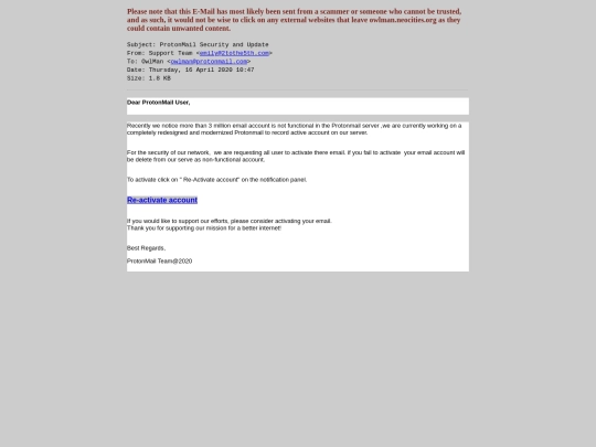 spam/ProtonMail_Security_and_Update screenshot