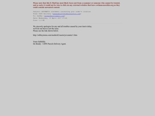 spam/automatic_statement_concerning_your_order_s_location screenshot