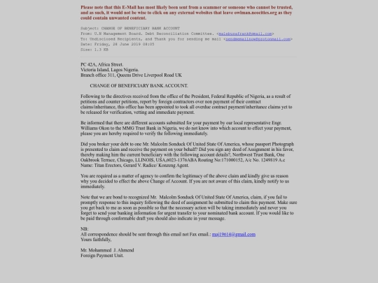 spam/change_of_beneficiary_bank_account screenshot