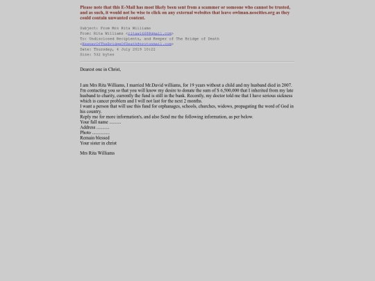 spam/from_mrs_rita_williams screenshot