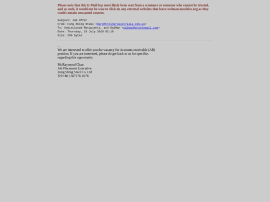spam/job_offer screenshot