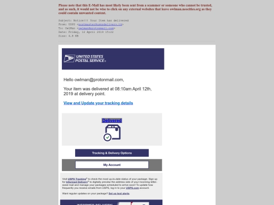 spam/notice_your_item_has_delivered screenshot