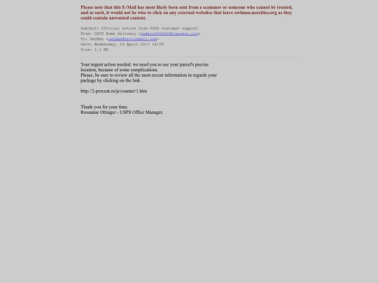 spam/official_notice_from_usps_customer_support screenshot
