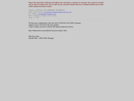 spam/official_usps_moneyback_information screenshot