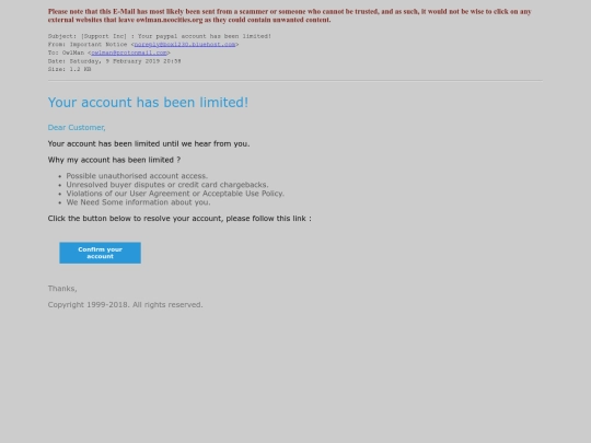 spam/support_inc_your_paypal_account_has_been_limited_3 screenshot