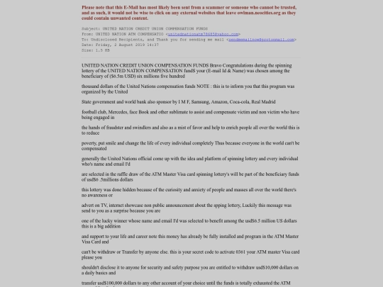 spam/united_nation_credit_union_compensation_funds screenshot