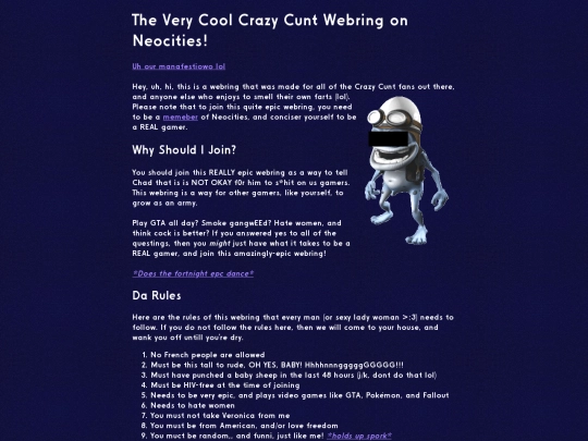 theverycoolcrazycuntwebringonneocities screenshot