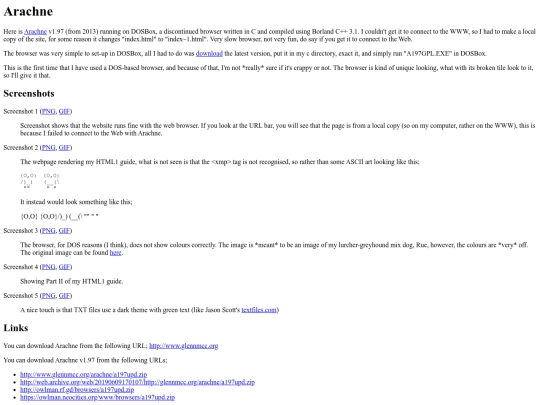 www/browsers/arachne screenshot