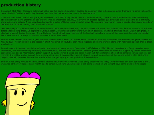 production history screenshot