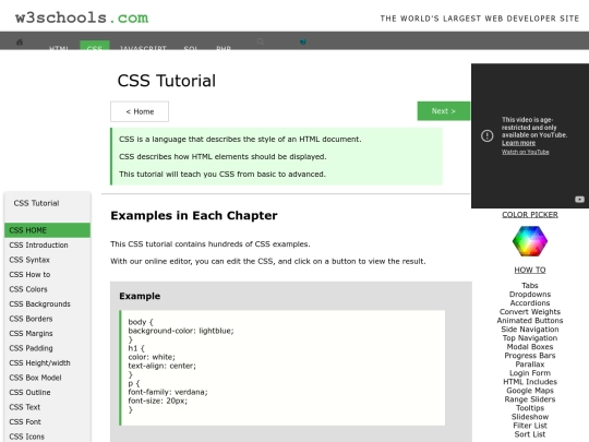 w3schools/html/css screenshot