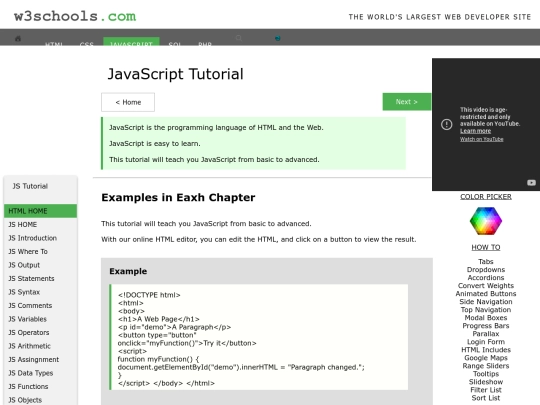 w3schools/html/javascript screenshot